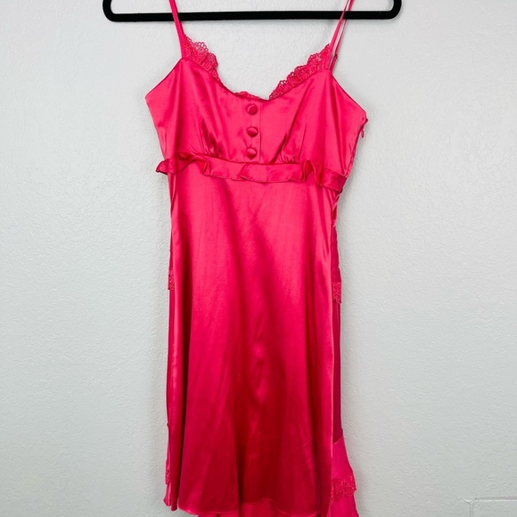 Betsey Johnson Vintage Silk Blend Oink Ruffle Lace Trim Mini Dress - Picture 3 of 11